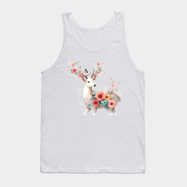 A deer decorated with beautiful colorful flowers. Tank Top by CreativeSparkzz